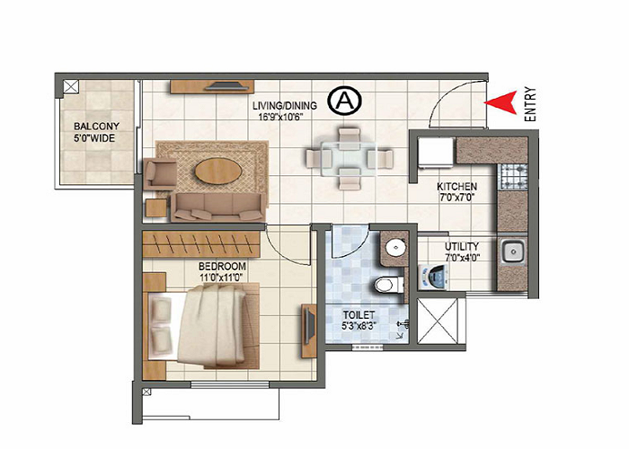 Birla Advaya 1 BHK Floor Plan